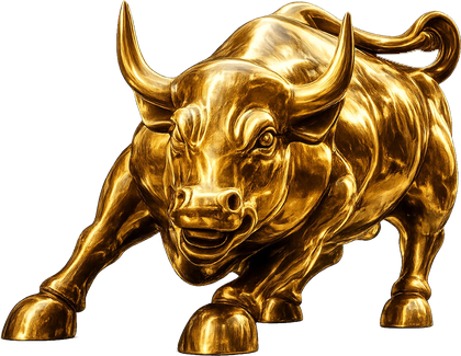 Golden bull statue - the Bullion Book mascot